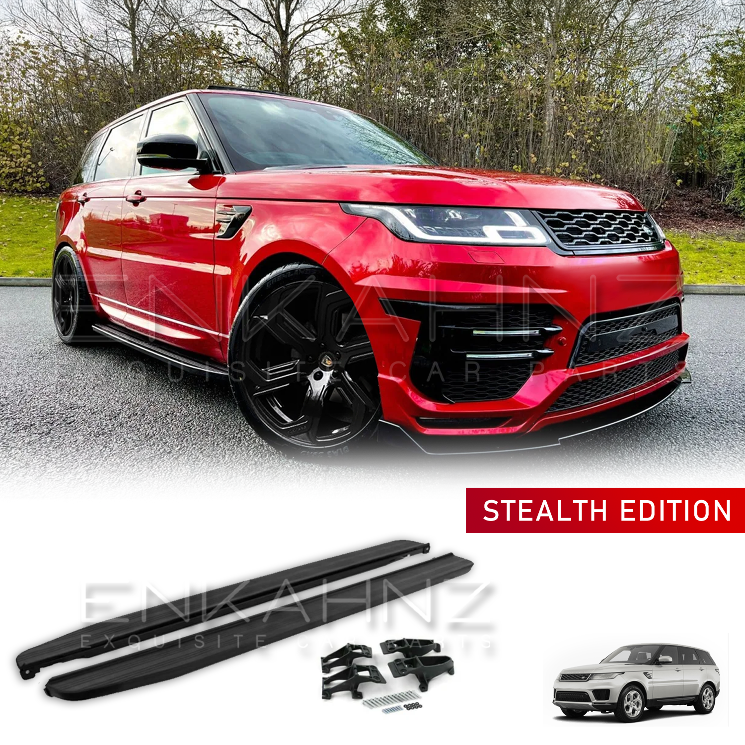 SIDE STEPS RUNNING BOARDS BLACK EDITION FOR RANGE ROVER SPORT L494 2018-2022