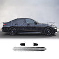Load image into Gallery viewer, Black car with carbon fiber side skirts and mirrors on a gray background