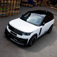 Load image into Gallery viewer, Top front quarter angle highlighting Barugzai Nebula front apron, bonnet lines, and Vortex wheels on the Range Rover Vogue L460 2022+