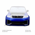 Load image into Gallery viewer, Front angle of Range Rover SVR with Barugzai Cabaro bodykit, showing bumpers, bonnet lettering, center grille, and front splitter in focus while the rest of the car is greyed out against a white background.