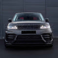Load image into Gallery viewer, Low front angle of Range Rover Sport 2018–2022 fitted with Enkahnz LM style bodykit, highlighting the aggressive front bumper and styling features.
