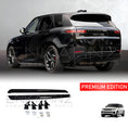 Load image into Gallery viewer, Range Rover Sport 2022 rear quarter angle highlighting side steps profile, with the side step product lineup at the bottom on white.