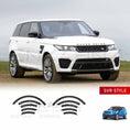 Load image into Gallery viewer, Front quarter angle of a white Range Rover Sport 2013 pre-facelift with ENKAHNZ SVR style wheel arches fitted; product images included at the bottom.