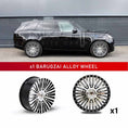 Load image into Gallery viewer, In context shot of a Black Range Rover L405 with Barugzai Casanova 22" Single alloy wheel in Gloss Black Polished Face, displayed on a white background