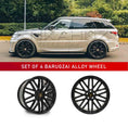 Load image into Gallery viewer, In context shot of a Champagne Range Rover Sport L494 with Barugzai Dawn 22" alloy wheels in Gloss Black, displayed on a white background