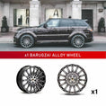 Load image into Gallery viewer, In context shot of a Brown Range Rover Sport L494 with Barugzai Majestic 24" Single alloy wheel in Gloss Black Polished Face, displayed on a white background