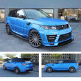 Load image into Gallery viewer, Blue Range Rover Sport L494 2013-2017, fitted with Barugzai Sport Aero bodykit, shown from different angles shot outside the Enkahnz HQ. Fitted with Barugzai Majestic 24" alloy wheels in Gloss Black Polished Face