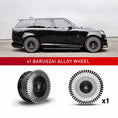 Load image into Gallery viewer, In context shot of a Black Range Rover L460 with Barugzai Vortex Forged 24" Single alloy wheel in Gloss Black Polished Face, displayed on a white background