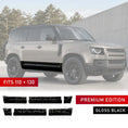 Load image into Gallery viewer, GLOSS BLACK 6-PIECE LOWER DOOR MOULDINGS FITS DEFENDER L663 110 / 130 2020+