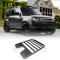 Load image into Gallery viewer, Black Defender with roof rack system in front of a building
