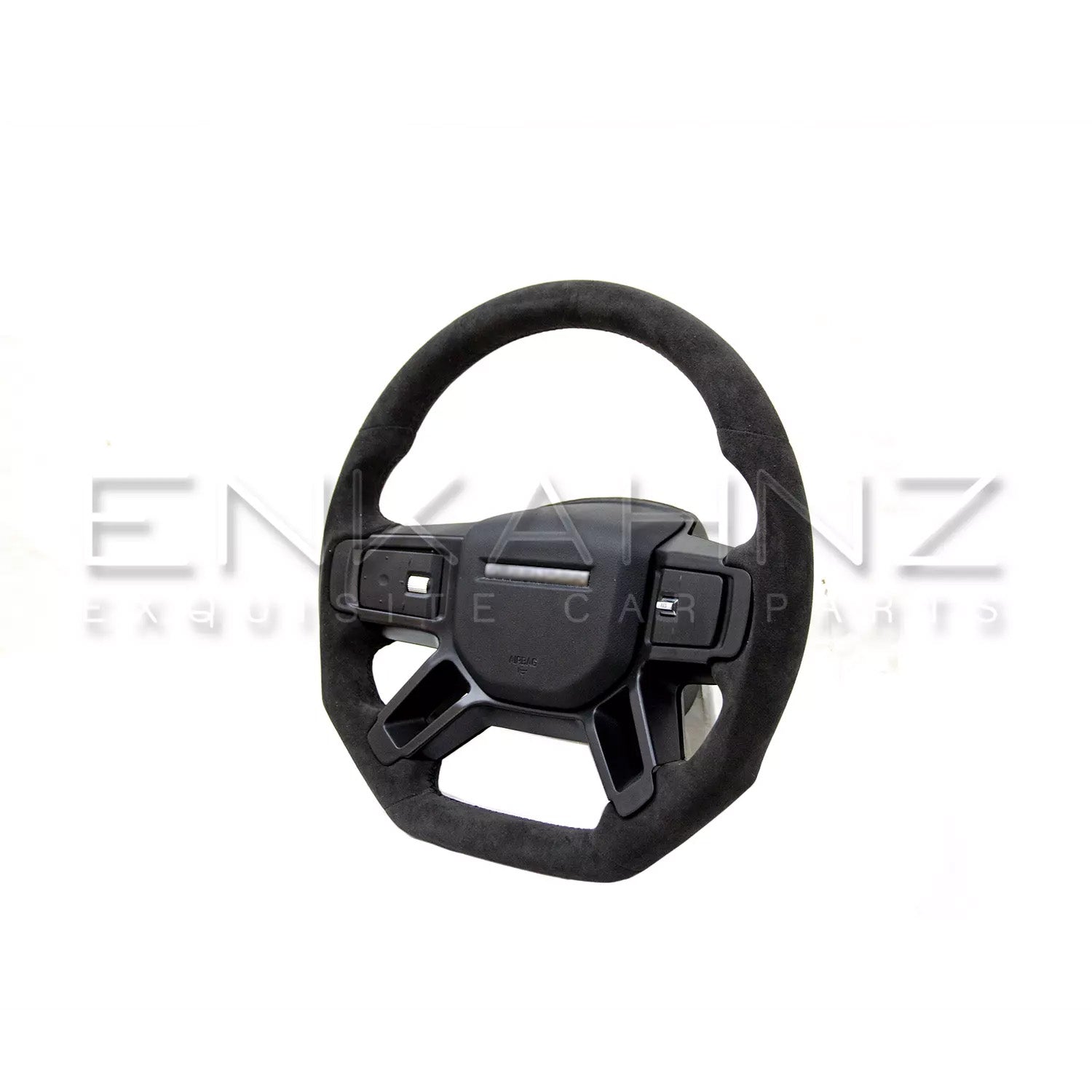 Alcantara heated steering wheel on a white background for Defender.