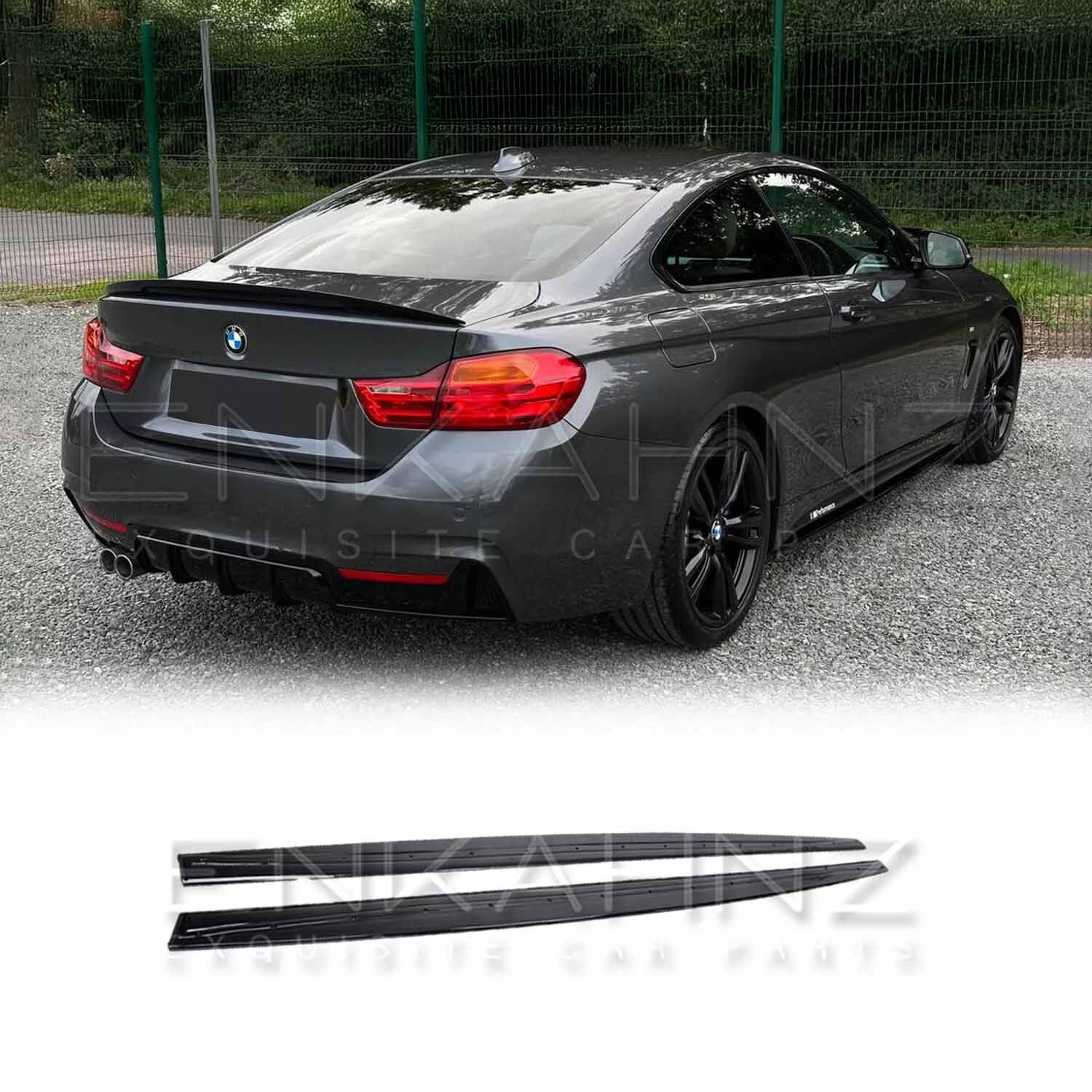 Black BMW car with ENKAHNZ F32 Bodykit Side skirts attached