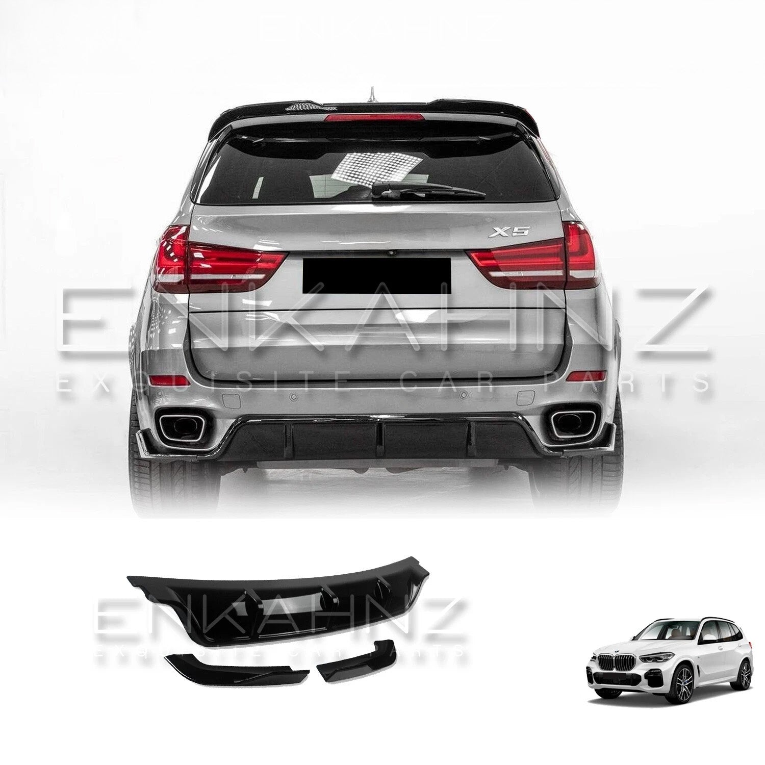Bumper kit displayed with a car on a white background.