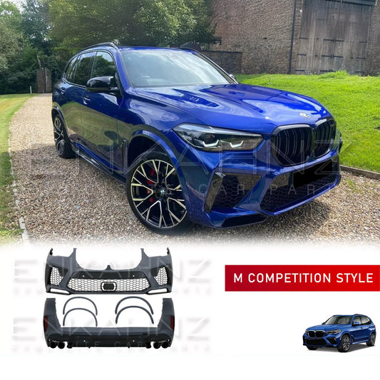 Blue BMW SUV parked outdoors with ENKAHNZ body kit fitted on the car
