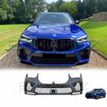 Load image into Gallery viewer, Blue BMW SUV with a close-up of a car ENKAHNZ bumper on a white background
