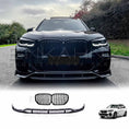 Load image into Gallery viewer, Close-up front view of BMW X5 G05 featuring Enkahnz carbon fibre front splitter and aggressive centre kidney grille design for enhanced performance and sporty styling.
