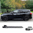 Load image into Gallery viewer, Side profile of BMW X5 G05 equipped with Enkahnz carbon fibre side skirts, enhancing the SUV’s sporty stance and streamlined body lines.
