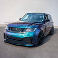 Load image into Gallery viewer, Turquoise Range Rover Vogue 2018–2022 with Barugzai Bison bodykit, front quarter angle highlighting bumper, grille and stance.

