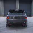 Load image into Gallery viewer, Rear angle of matte grey Range Rover Sport with Cabaro kit showing diffuser, bumper and exhaust surrounds.
