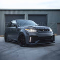 Load image into Gallery viewer, Front quarter lower angle of matte grey Range Rover Sport with Cabaro kit for aggressive road presence.
