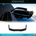 Load image into Gallery viewer, Low rear shot focused on Barugzai rear roof spoiler near the roofline of Range Rover Sport L494 facelift against blue sky.
