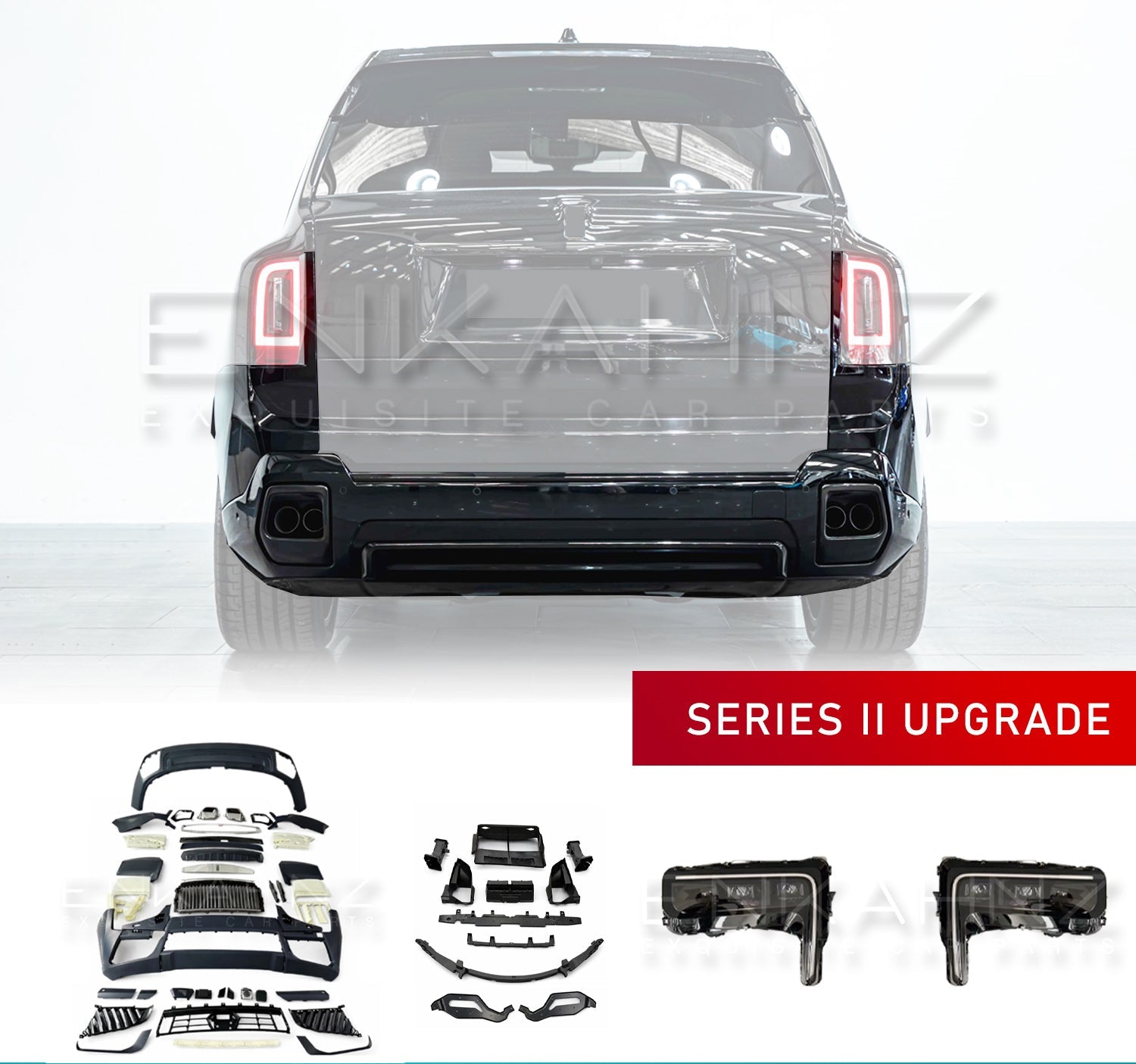 Cullinan upgrade bodykit series 1 to series 2 on a white background with branding.
