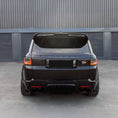 Load image into Gallery viewer, Rear view of the Range Rover Sport SVR 2018–2022, featuring the Barugzai Cabaro Wide Arch SVR bodykit and distinctive gloss black finish.
