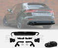 Load image into Gallery viewer, Audi SQ8 rear diffuser and exhaust tips with Enkahnz branding on a blurred car background.
