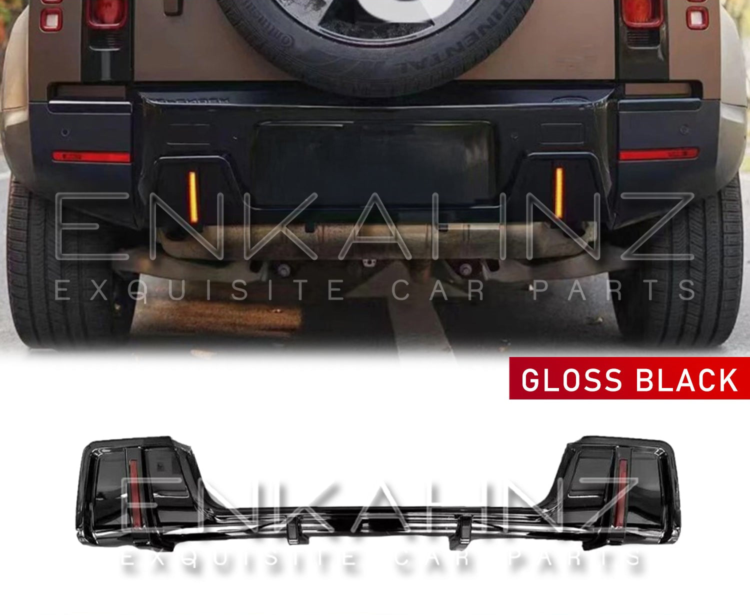 Rear View close up of the L663 Defender 90 110, with the LED Diffuser part shown below. 