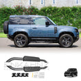 Load image into Gallery viewer, Blue Defender 90 with black side steps on a road, featuring Enkahnz Side steps.
