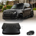 Load image into Gallery viewer, Land Rover Defender with EnKahnz aftermarket aluminium finish bonnet with the product at the bottom
