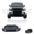 Load image into Gallery viewer, Front view of a black Land Rover vehicle with a close-up of a black bumper guard on a white background.
