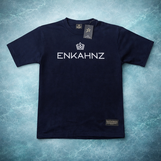 Enkahnz Trademark Crown T-Shirt – Black in a Teal Background 