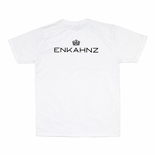 Enkahnz Trademark Crown T-Shirt – White in a white background. 