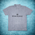 Load image into Gallery viewer, Enkahnz Trademark Polo T-Shirt – Grey in a Teal Background
