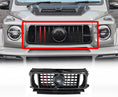 Load image into Gallery viewer, Gray Mercedes-Benz G-Wagon W464 G63 (2018-2022) Brabus-style front grille, featuring Enkahnz branding with the product on the bottom with a white background.
