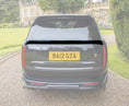 Load image into Gallery viewer, Rear View of the Mid Boot Spoiler of a black range rover vogue L460 2022+ at the entrance of the house, with the rest of the background and car in opaque white background. 
