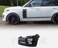 Load image into Gallery viewer, Side close-up of ENKAHNZ SVO front bumper on Range Rover Vogue 2018–2022
