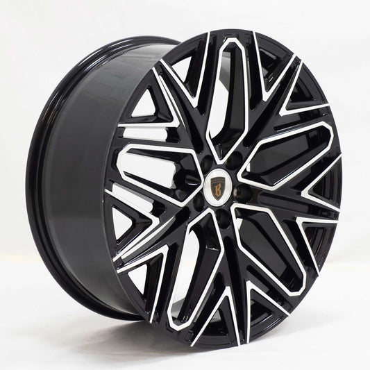 Angle shot of Barugzai Shuracan 22" finished in Gloss Black Polished Face, on a white background 