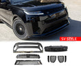 Load image into Gallery viewer, Front Quarter SV Style Black Car Body Kit for Range Rover Sport 2023+ with Enkahnz branding and product shots in the bottom.
