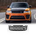 Load image into Gallery viewer, Orange Range Rover Sport 2018–2022 driving on the road, fitted with Enkahnz SVR style gloss black centre grille.
