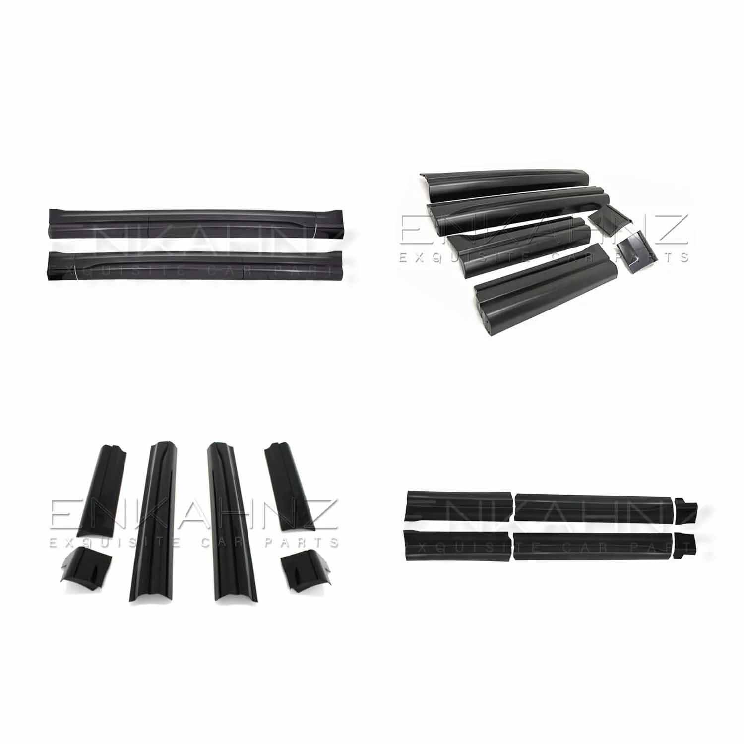 Four different angles of the ENKAHNZ SVR Style door moulding product for Range Rover Sport 2013–2017, displayed on a clean white background to highlight all sides and details.