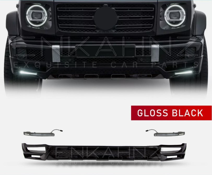 FRONT BUMPER LIP SPLITTER B STYLE BLACK FOR MERCEDES G WAGON G4/G500 W464 2018+