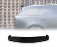 Load image into Gallery viewer, Side view of a Range Rover L460 Vogue Gloss Black with a Rear Roof Spoiler with wooden pallets in the opaque white background and the rear roof spoiler placed in front of a white background in the bottom.
