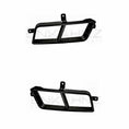 Load image into Gallery viewer, Two product shots of the ENKAHNZ black LM Style exhaust tips from different angles on a clean white backdrop, highlighting their sleek design and high-quality finish.
