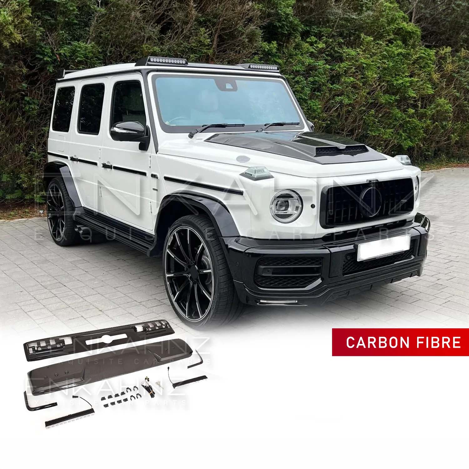 B-STYLE CARBON FIBRE FRONT ROOF SPOILER LIGHT BAR FOR MERCEDES G-WAGON W464 G63