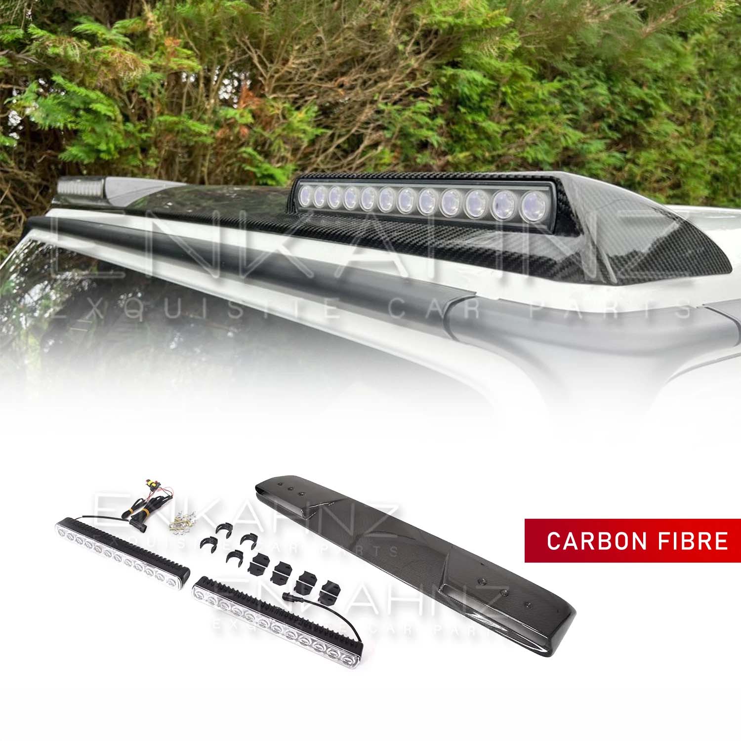 B-STYLE CARBON FIBRE FRONT ROOF SPOILER LIGHT BAR FOR MERCEDES G-WAGON W464 G63