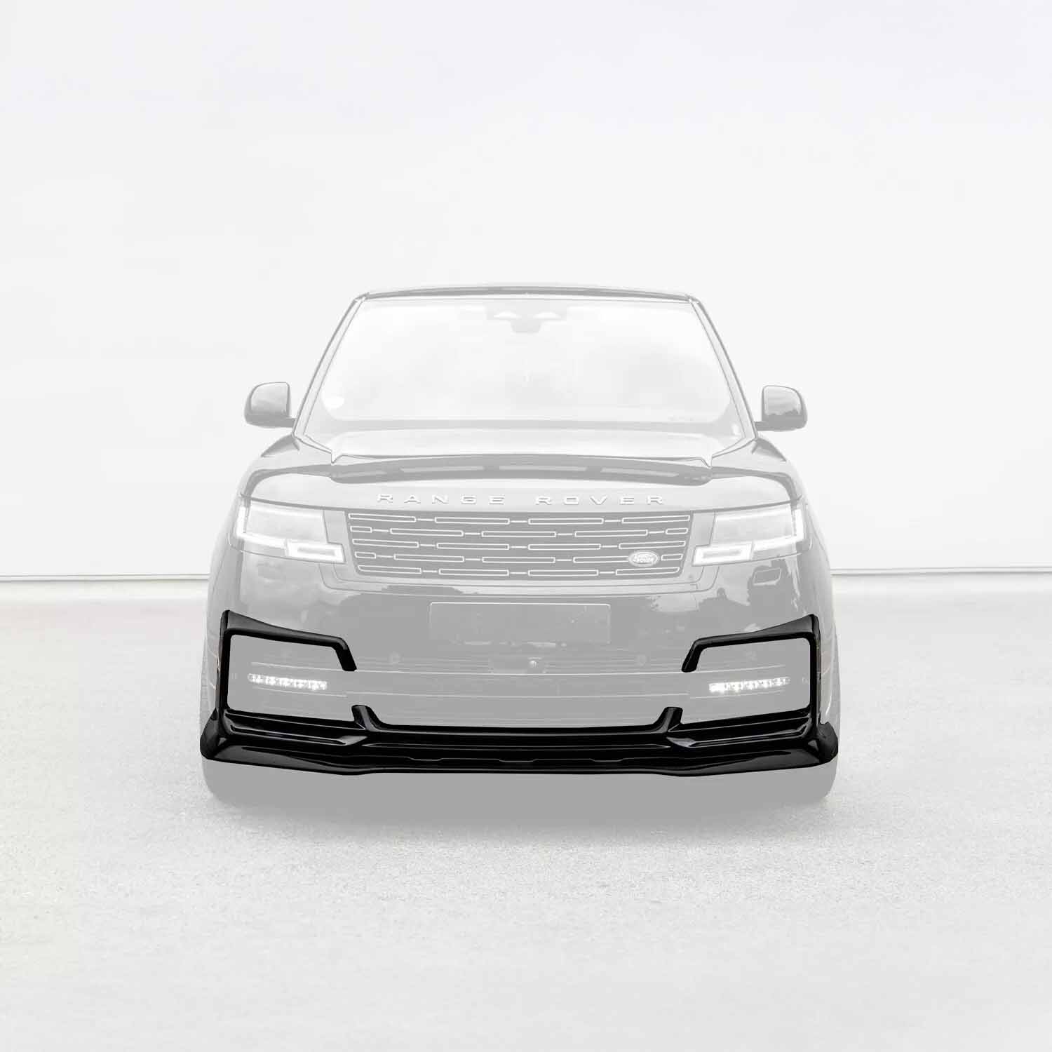 Front apron component highlighted on Range Rover L460 Barugzai Nebula bodykit in gloss black