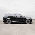 Load image into Gallery viewer, Side profile angle of Range Rover Vogue L460 with complete Barugzai Nebula bodykit in gloss black
