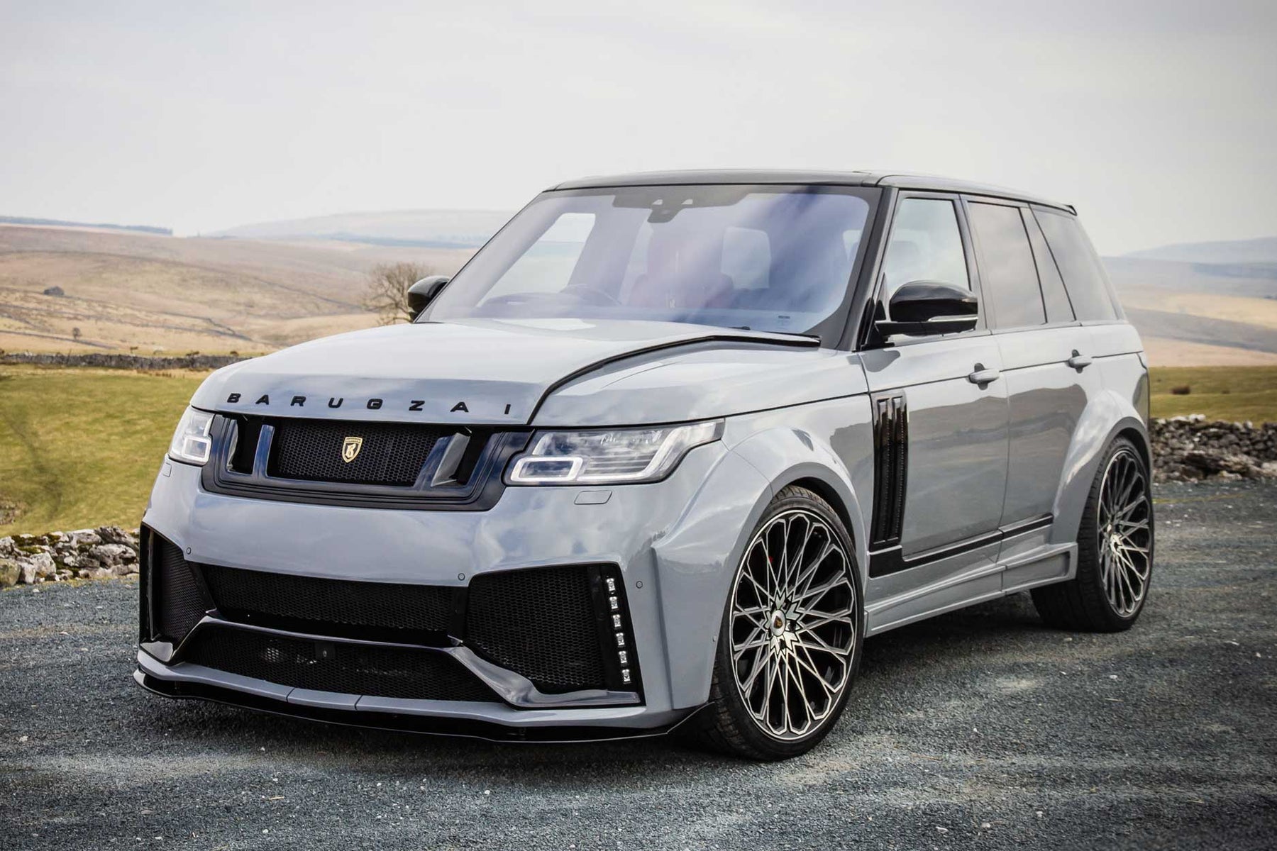 BARUGZAI BISON II (WIDEBODY) GREY — MAJESTIC 24" GLOSS BLACK + POLISHED FACE